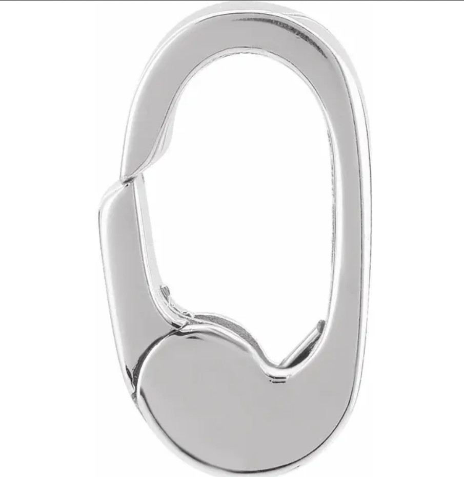 10mm 14k Diamond White Gold Mini Charm Hinged Carabiner Bail Enhancer Pendant