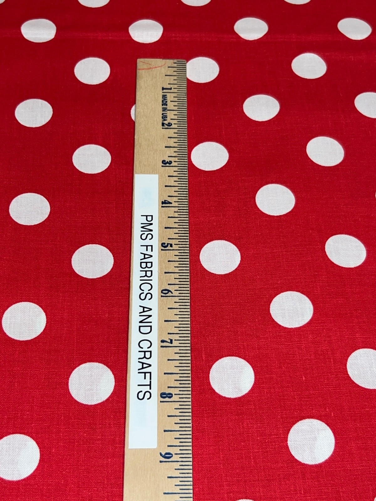 Big Polka Dots 100% cotton fabric by the yard 36 x 44 RED background White Dots