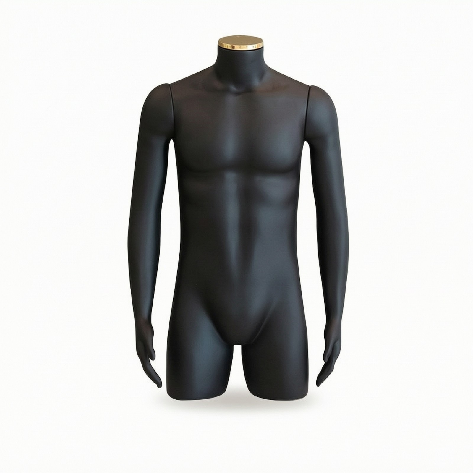 Half-Body Display Mannequin Matte Black Male Mannequin Neckless for Retailers