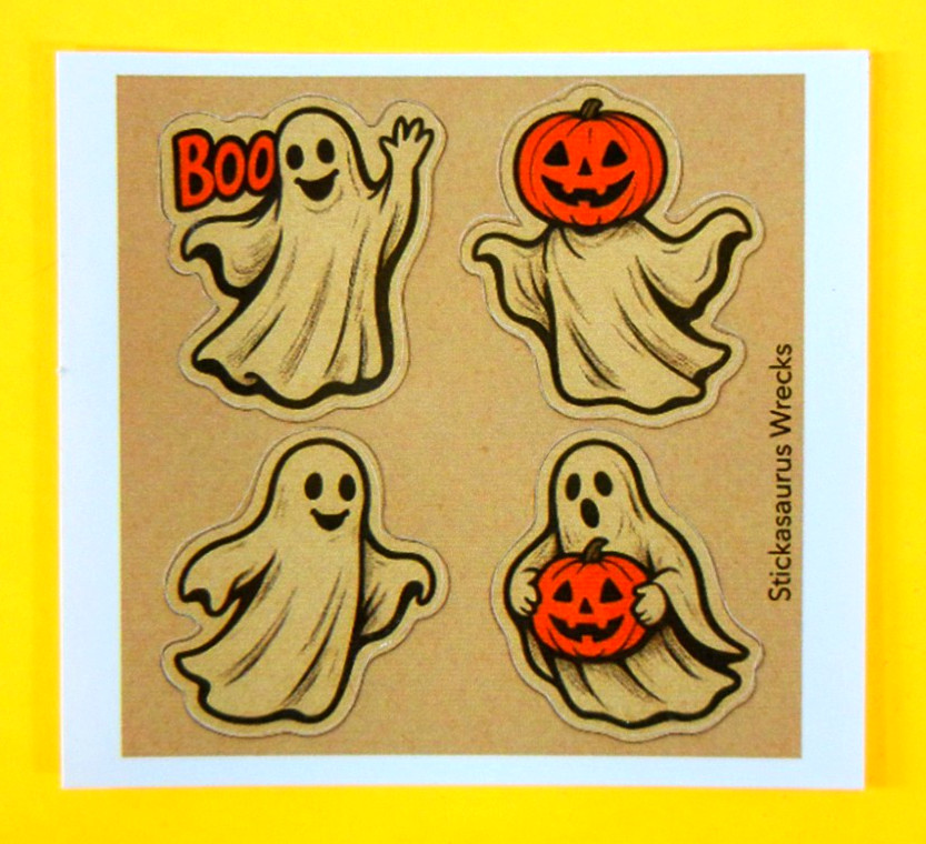 Vintage Style Halloween Ghosts Mini Sticker Sheet Style 1