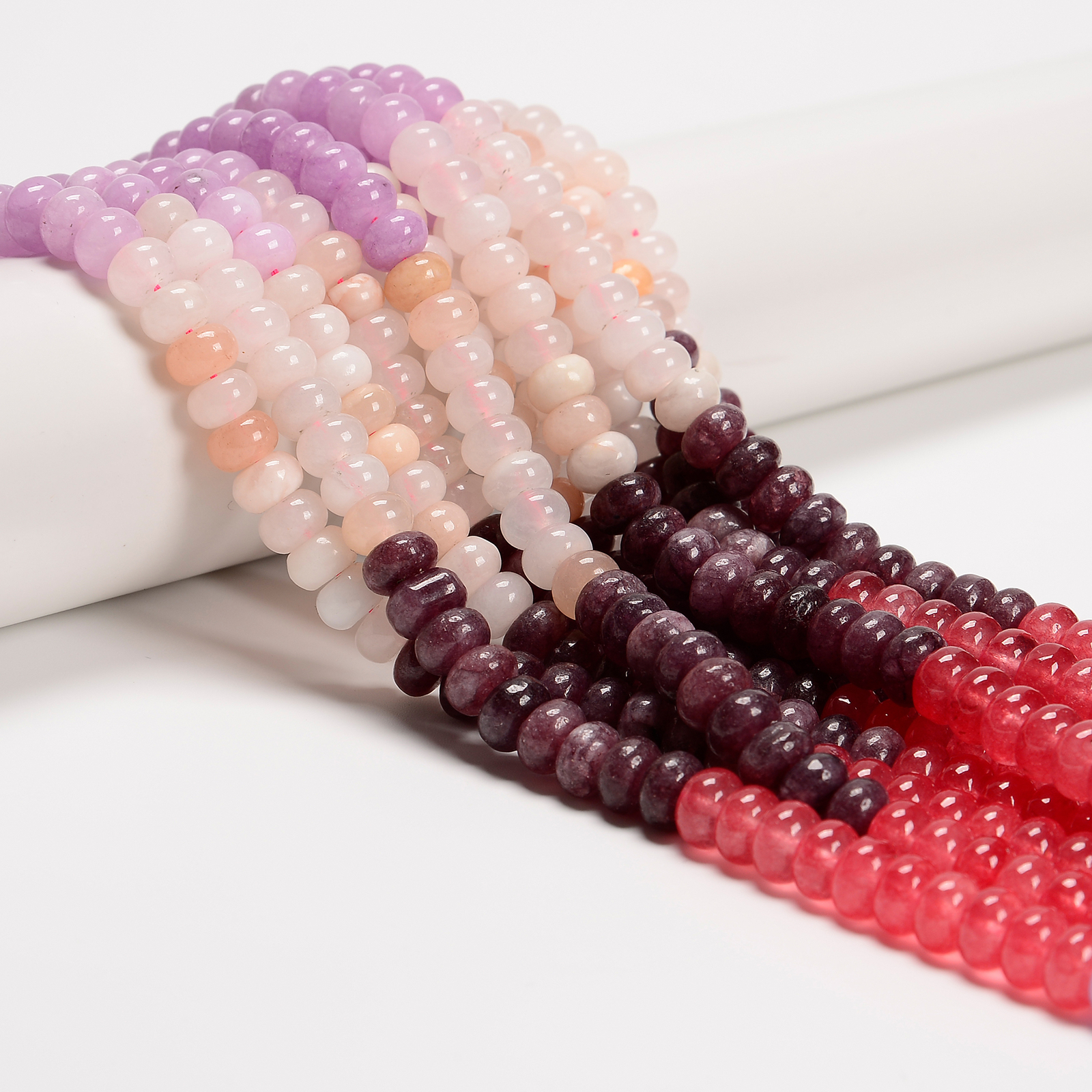 05-Multi-color Gemstone Smooth Rondelle Beads Size 5x8mm 15.5” Strand