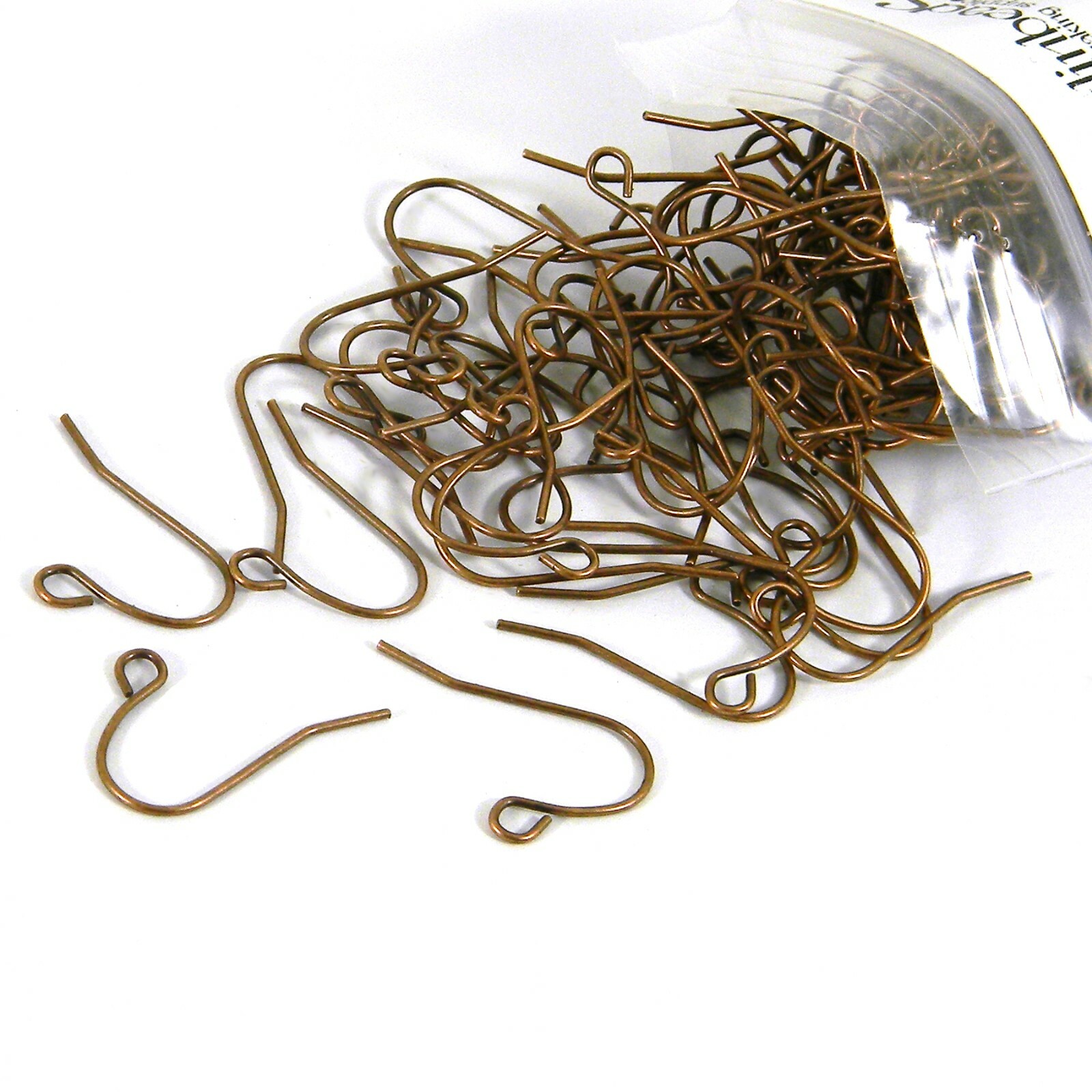 100 Antique Copper Plain 22 Gauge Fishhook Hook Earwire Earring Findings W/ Loop