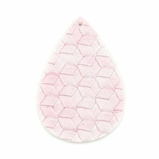 10 pcs. Pink Faux Leather Dangle Charms Pendants – Teardrop Weave – 56mm (2.2″)