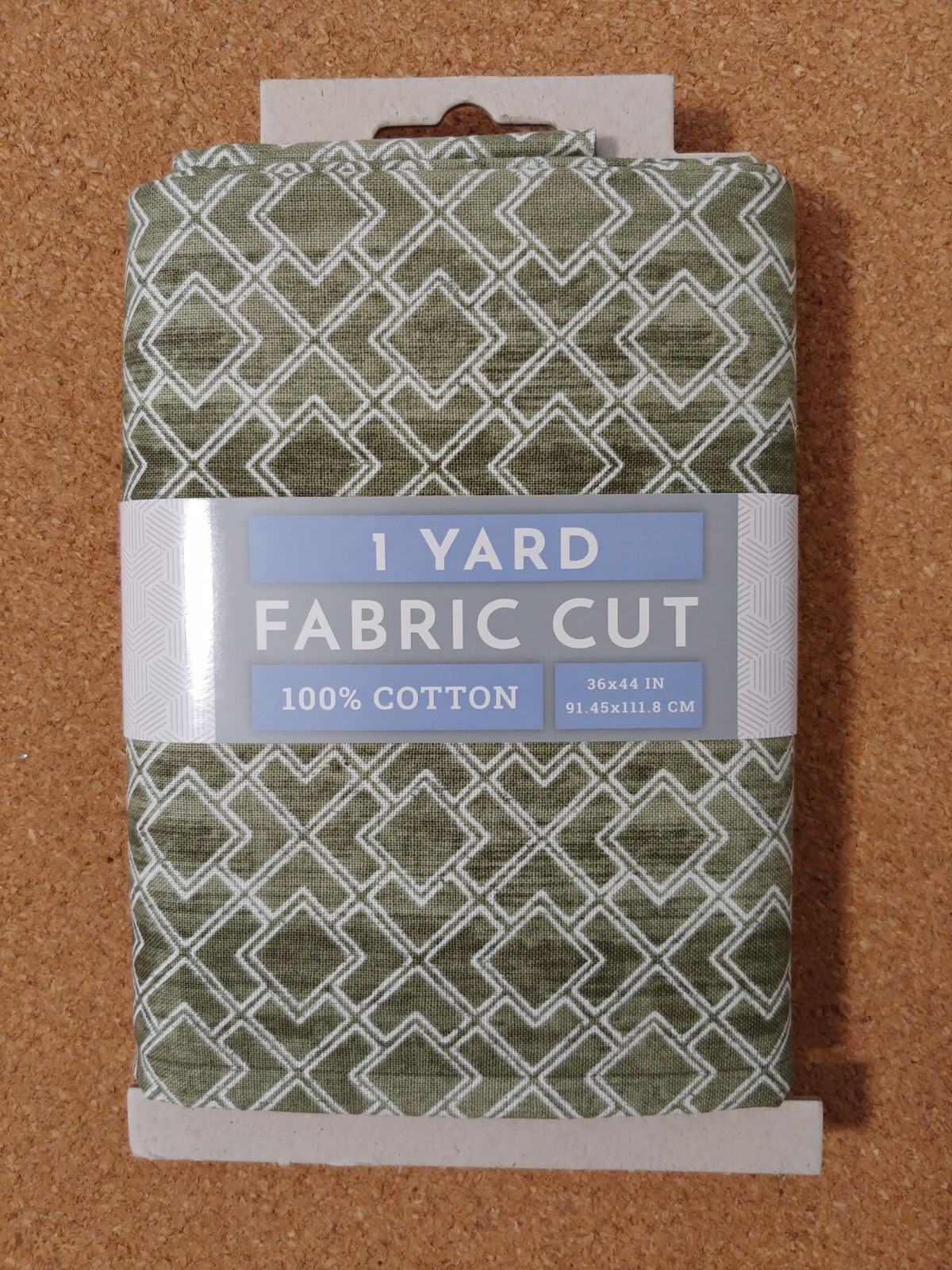 NEW (1) Yard Fabric Pre-Cut Green White Geometric by David Textiles. 100% Cotton