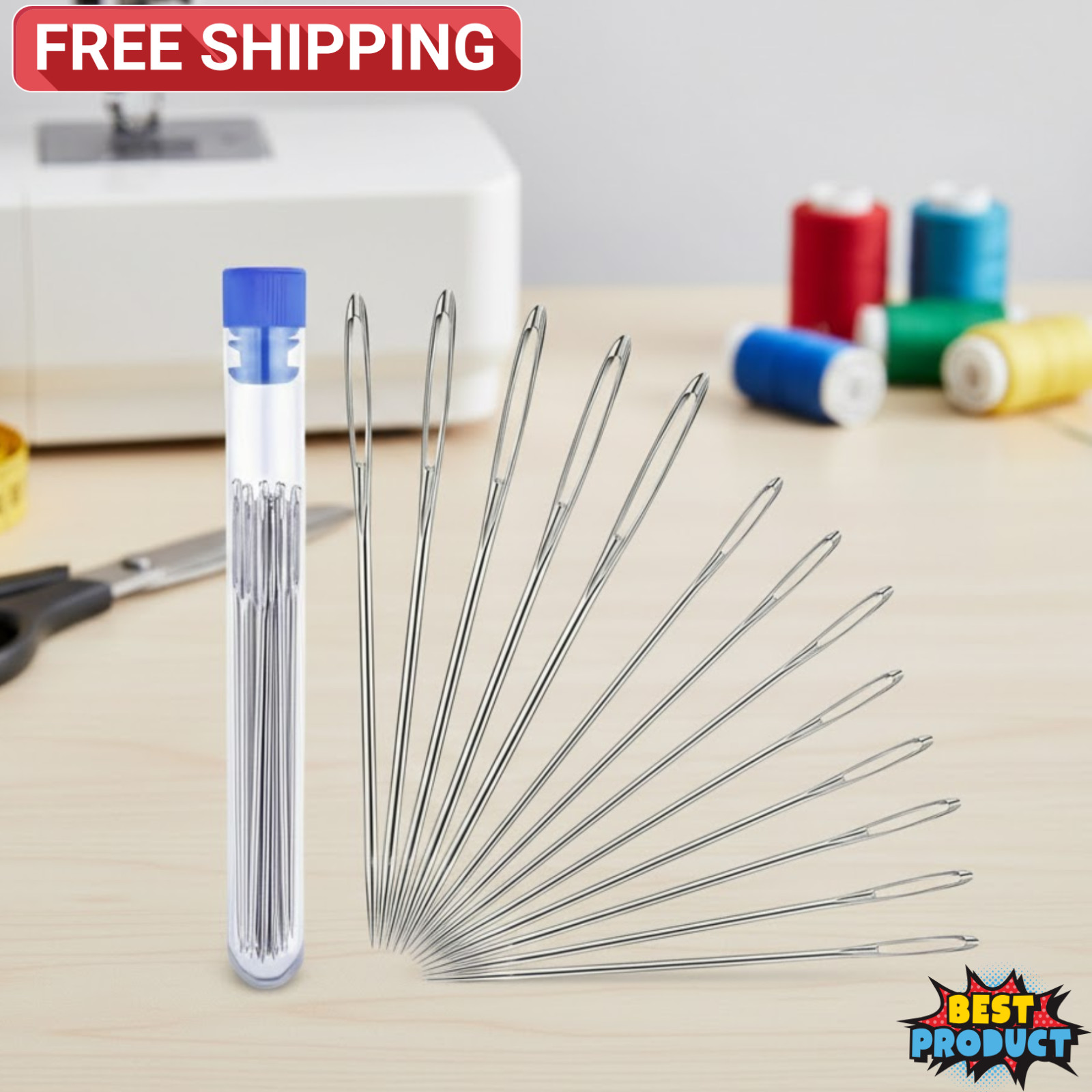 15pcs Large Eye Sewing Needles Household Hand Sewing Needles Cross Stitch Needle