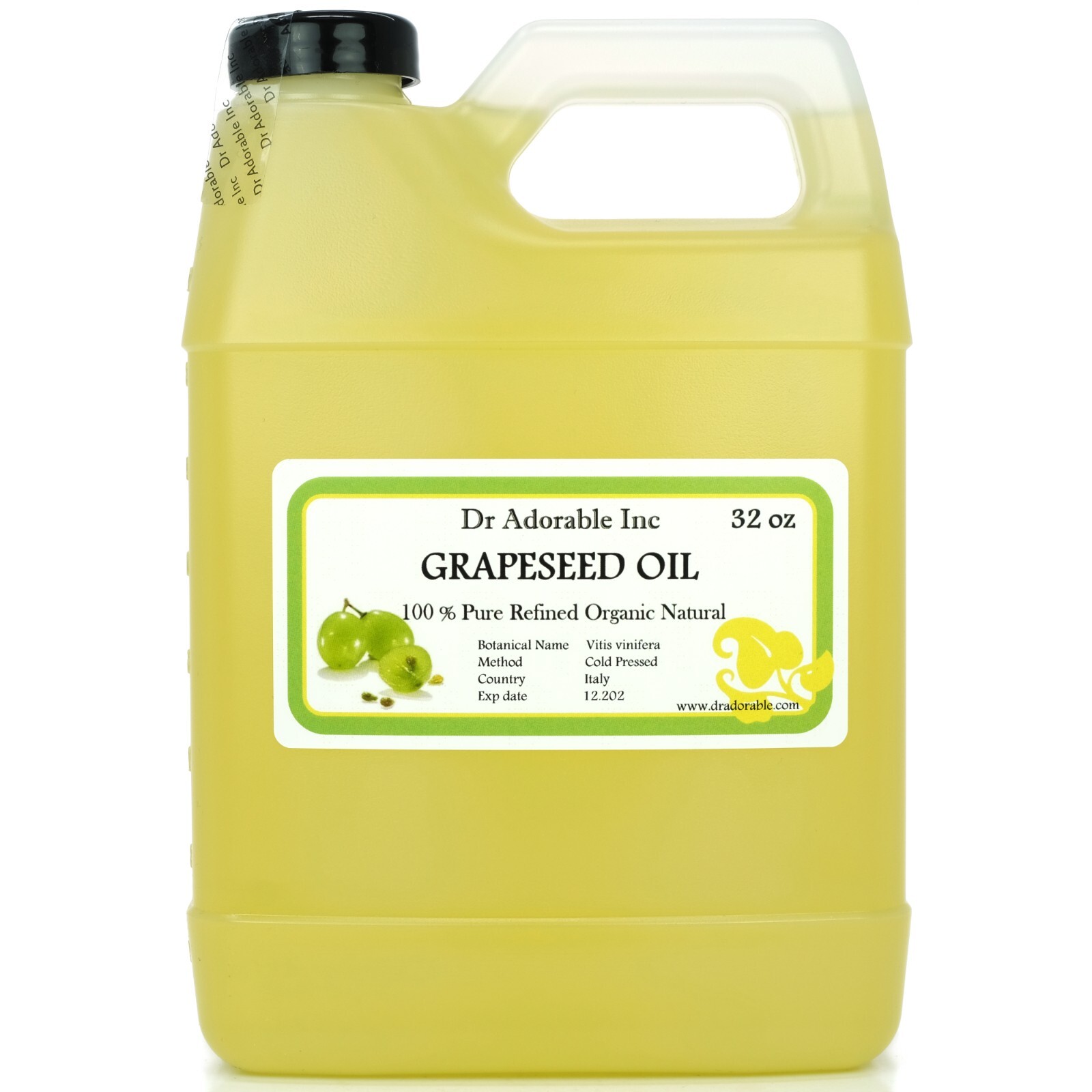 32 OZ/1 QUART ORGANIC GRAPESEED CARRIER OIL COLD PRESSED PURE