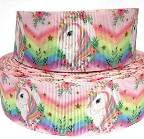 GROSGRAIN RIBBON 5/8″, 7/8″, 1.5″, 3″ UNICORNS UNICORN RAINBOWS Printed