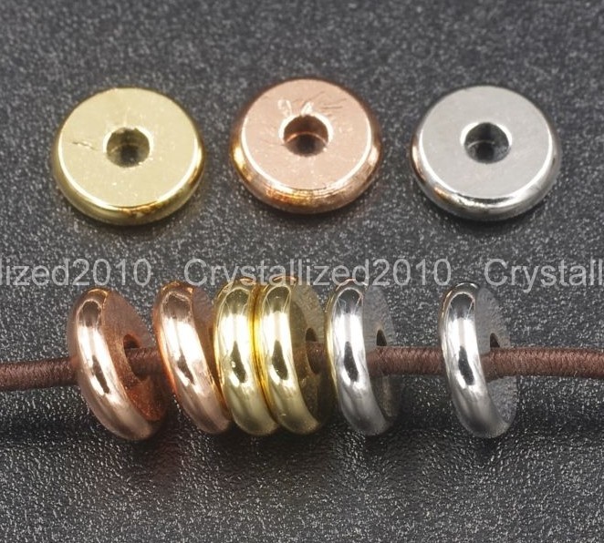 Solid Metal Round Rondelle Slice Bracelet Necklace Connector Charm Spacer Beads