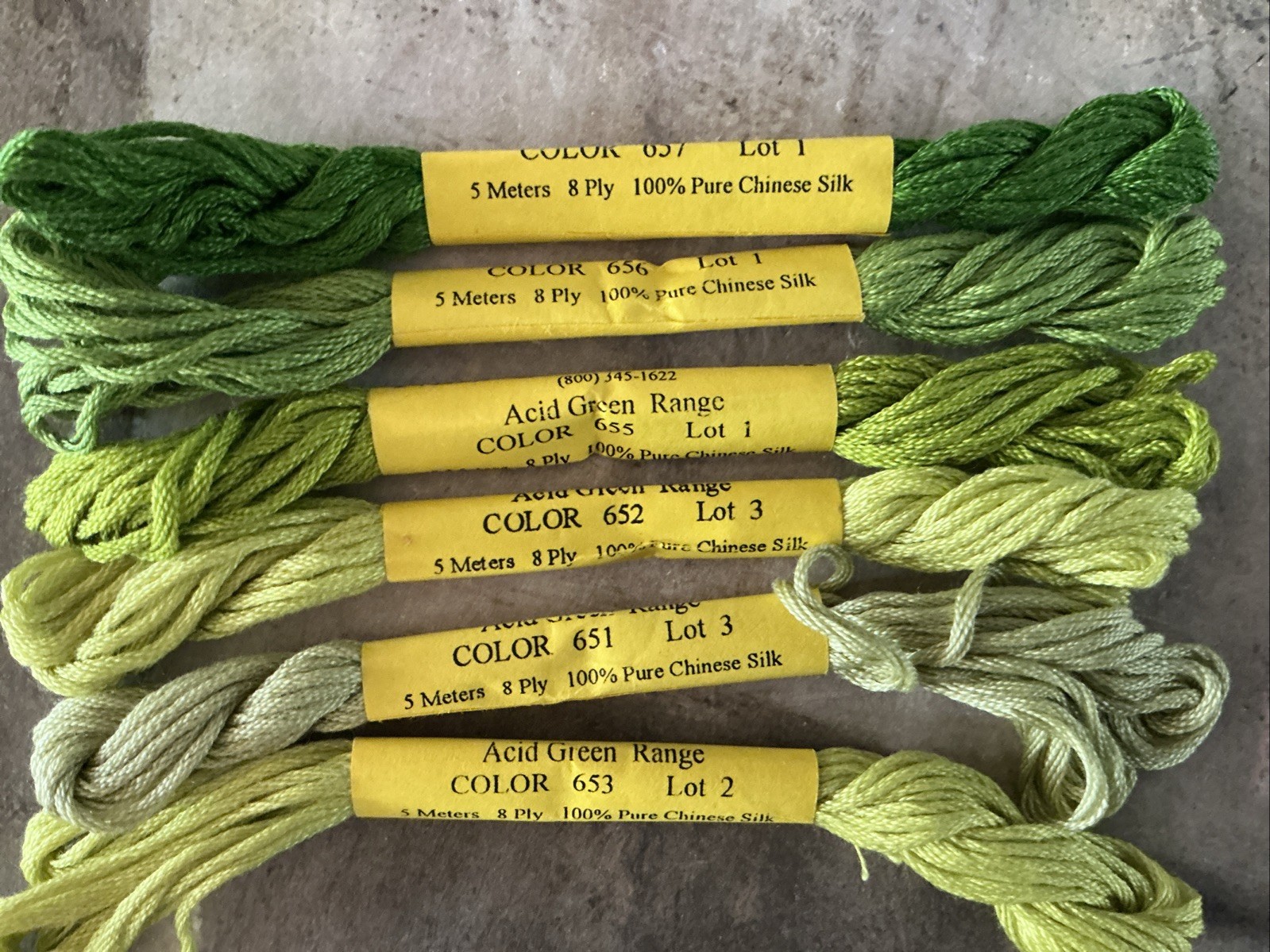 Acid Green Needlepoint Inc Silk 6 Skeins 8‑Ply Stranded Embroidery Floss Thread