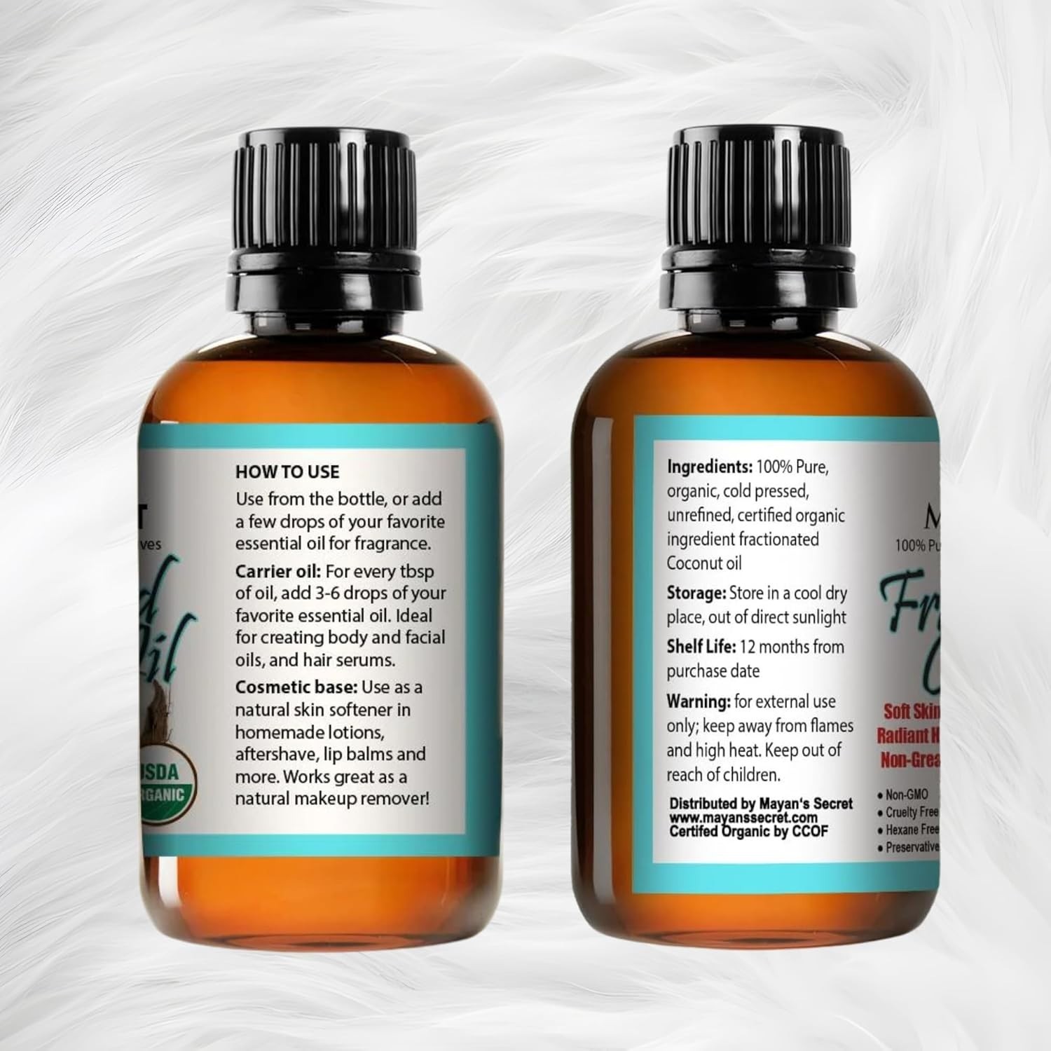 USDA CERTIFED ORGANIC FRACTIONATED COCONUT OIL COLD PRESSED 100% NATURAL