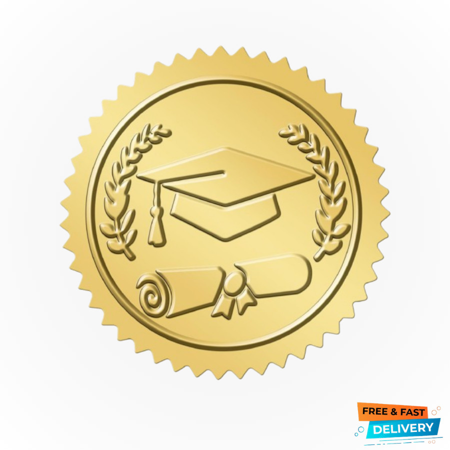 300Pcs Gold Foil Graduation Cap Stickers Class of 2026 Self-Adhesive