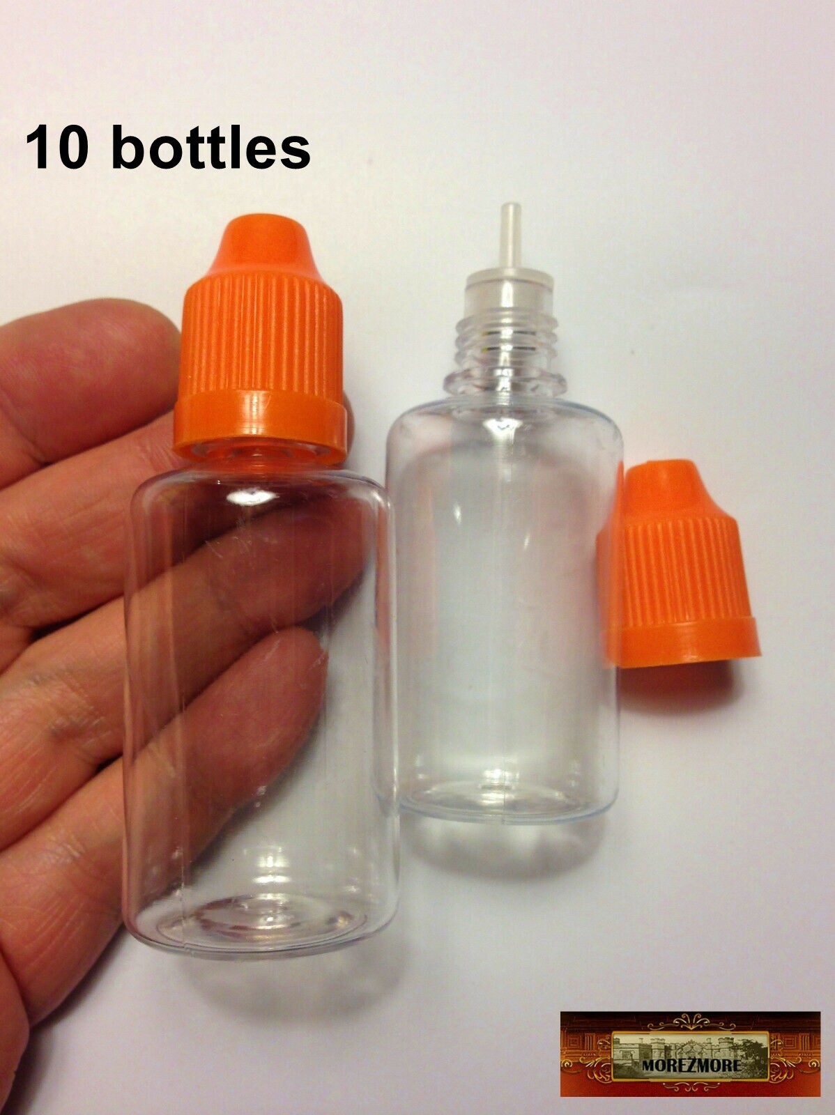 M01093x5-ORANGE MOREZMORE 10 Fine Tip Liquid Dropper Squeeze Bottle 30 ml Clear