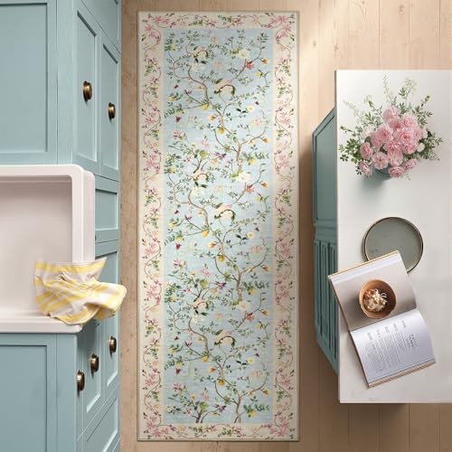 Floraison Hallway Runner 2×6 Multi Floral Soft Machine Washable Rug Non Slip