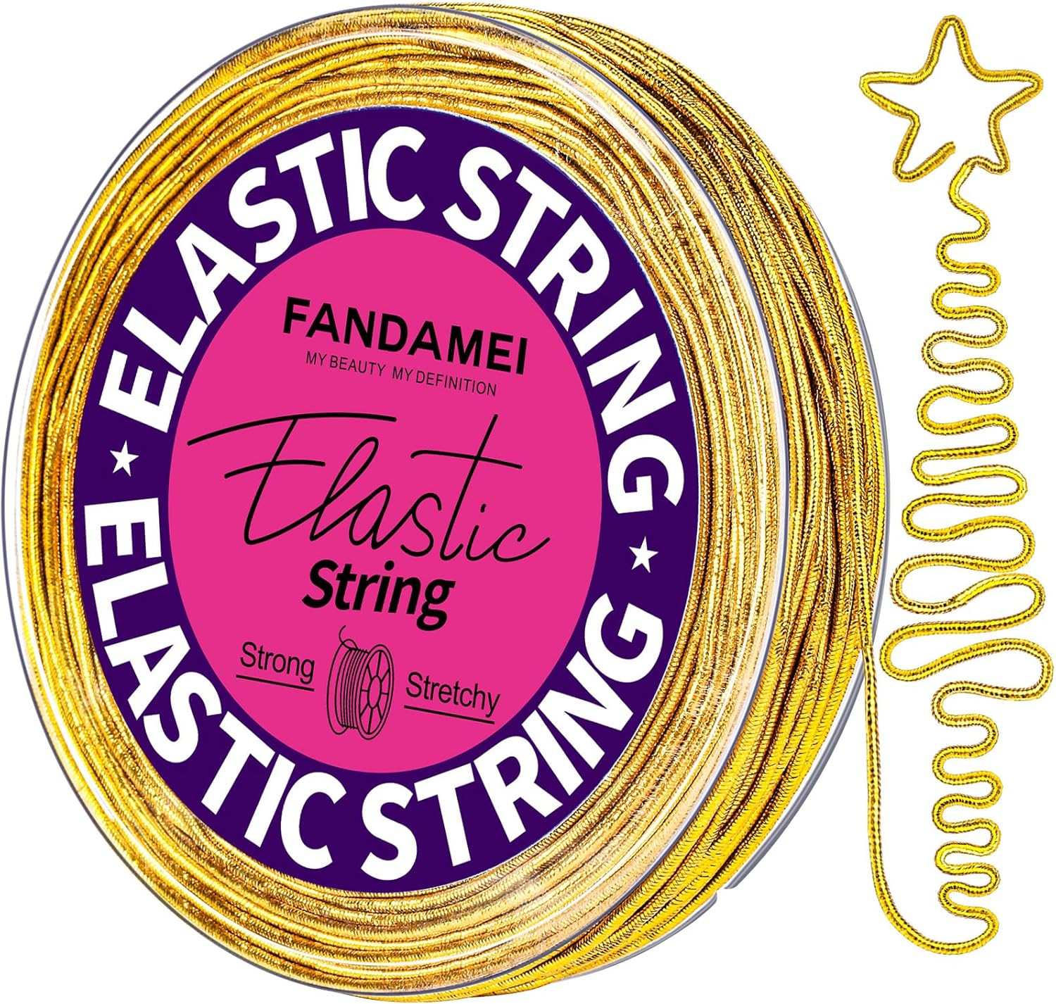 1.2Mm Metallic Elastic String, Gold Stretch Cord for Craft Gift