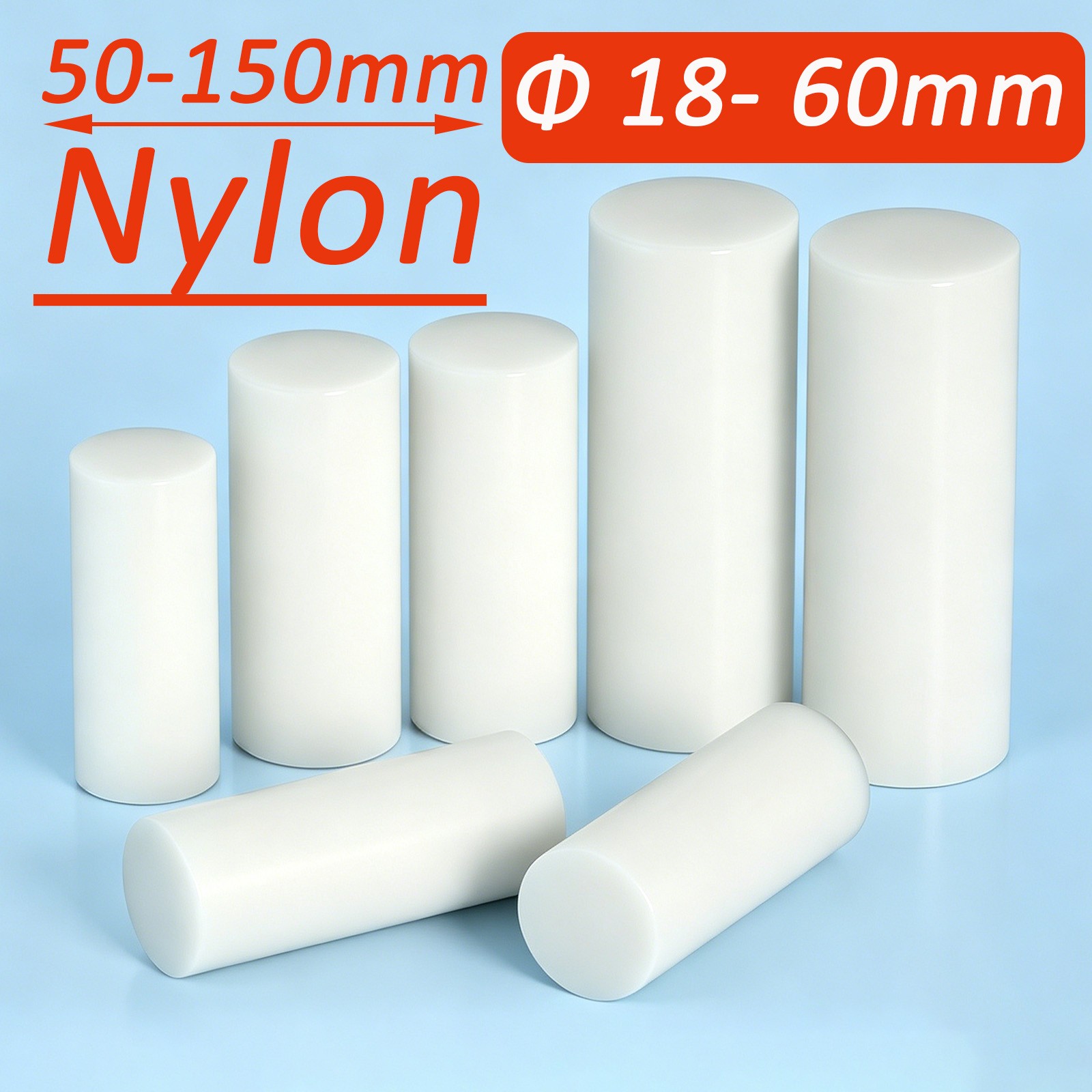 White Nylon Round Bar Polyamide PA6 Rod Solid Dowel Pin Engineering PlasticStock