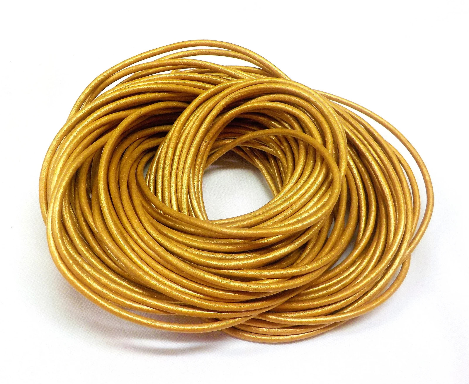 Metallic Gold Genuine 1mm Round Leather Cord 5 Yards (15 feet)