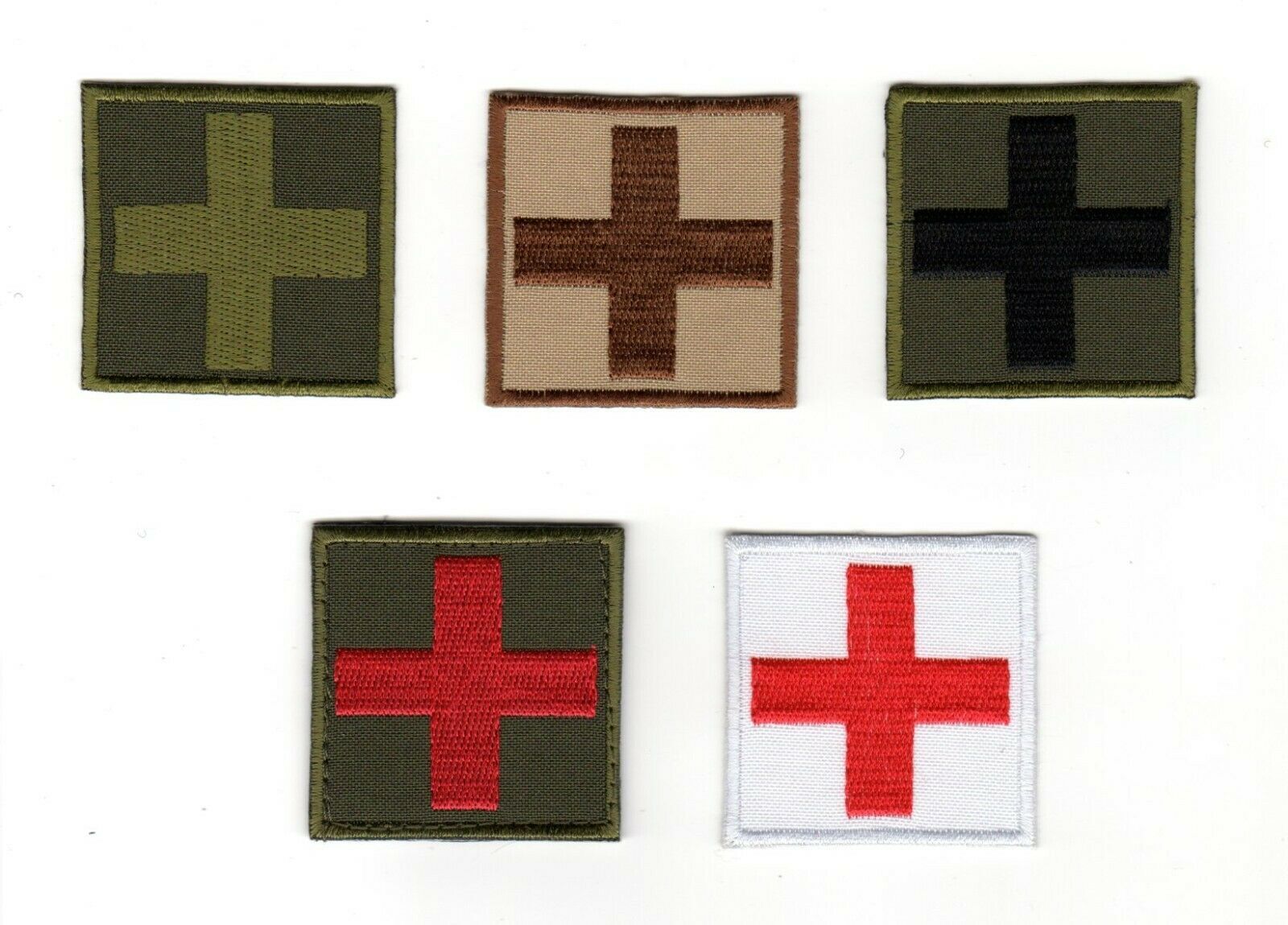 Multi Color Medical Cross Patch | Green Brown Black Red White Military EMS Logo
