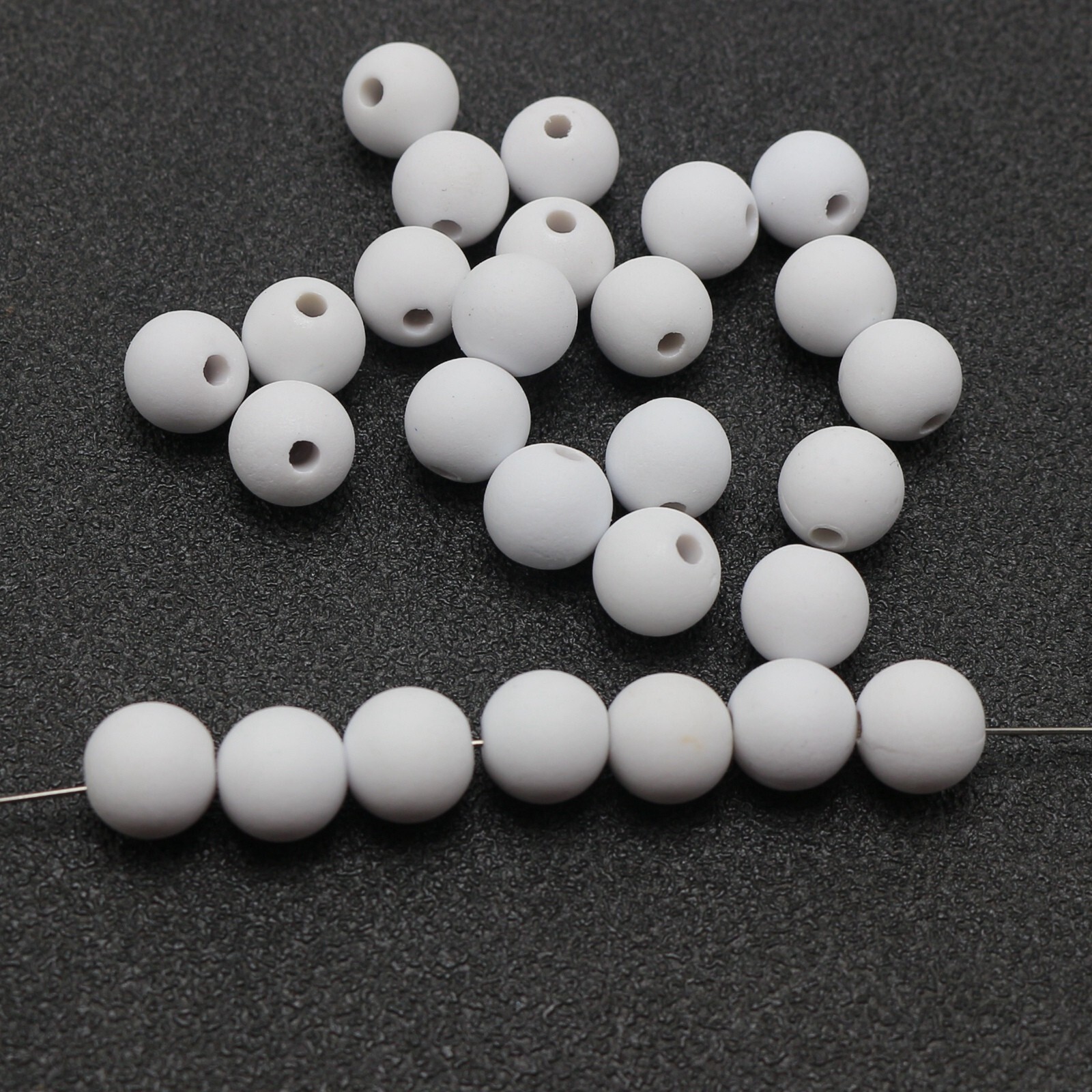 500 Matte White Beads Acrylic Round Beads 6mm(0.24″) Rubber Tone Small Spacer