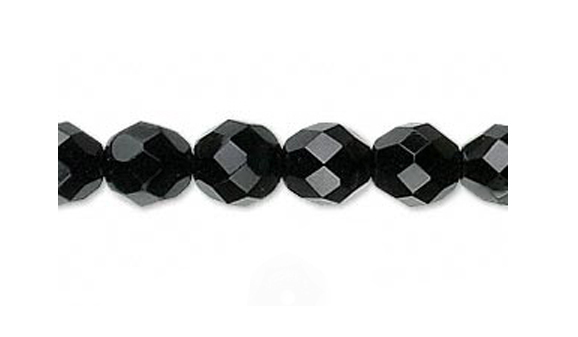 10 Black Faceted Round Czech Glass Beads 8MM