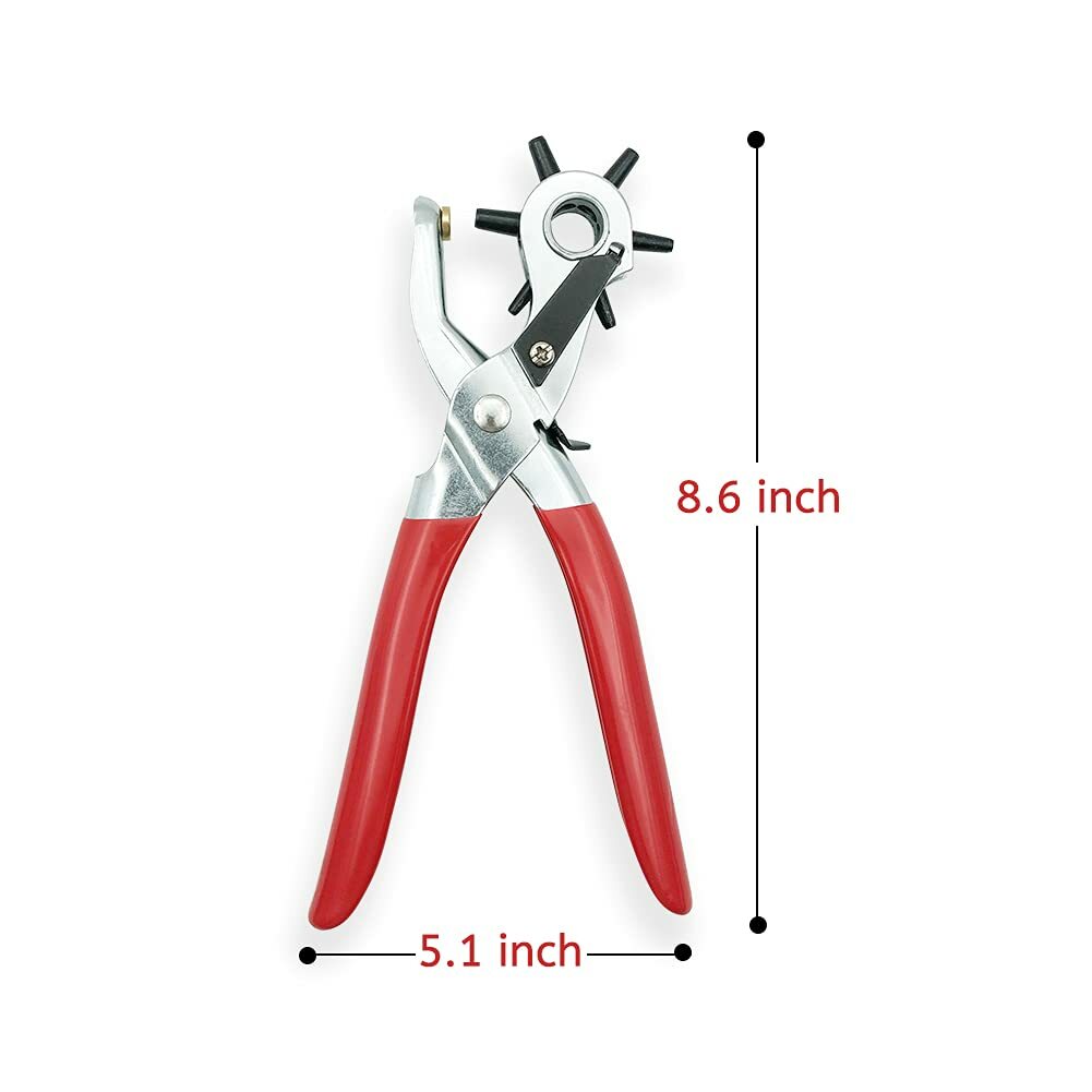 Leather Hole Punch Belt Tool 6 Sizes Puncher Revolving Pliers Heavy Duty +Marker