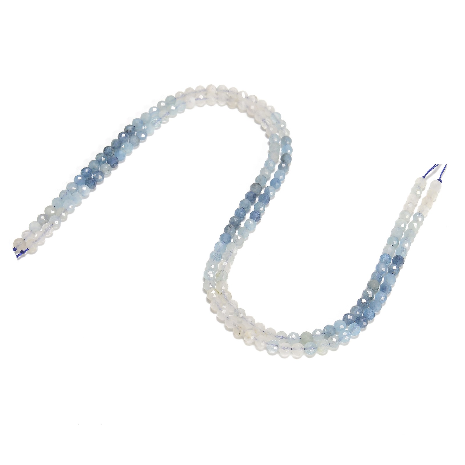 Gradient Natural Aquamarine Faceted Round Beads Size 5mm 15.5” Strand