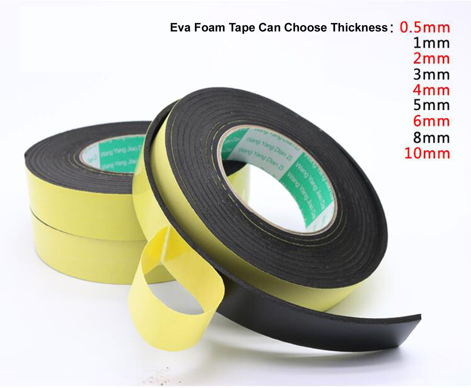10x Eva Foam Adhesive Tape Single Sided 1, 2, 3, 5mm Thick Black Shockproof seal