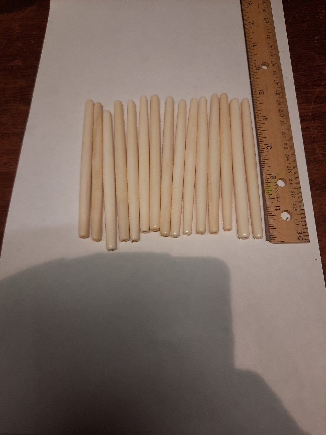 4.5 Inch Bone/Horn Hairpipe Beads – Pack Of 15- White/Beige Nice