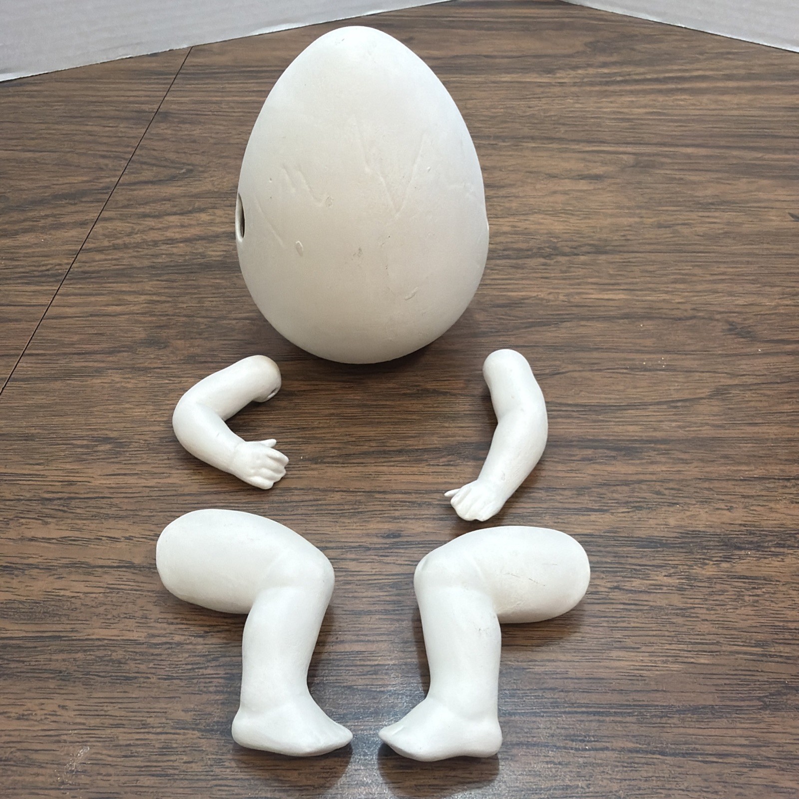 Humpty Dumpty Doll Kit Unpainted Ceramic Bisque Shell Arms Legs DIY Ready Paint