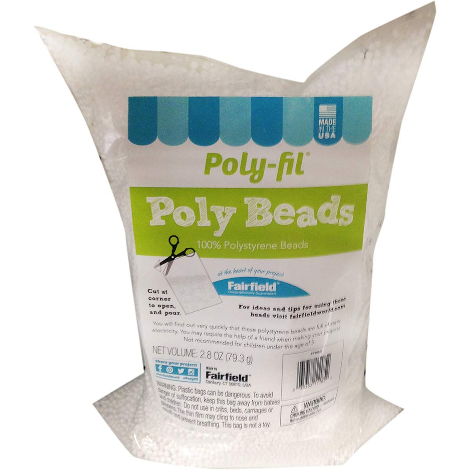 Fairfield Poly-Fil Poly Beads, Premium Polystyrene Stuffing Beads, Stuffing for