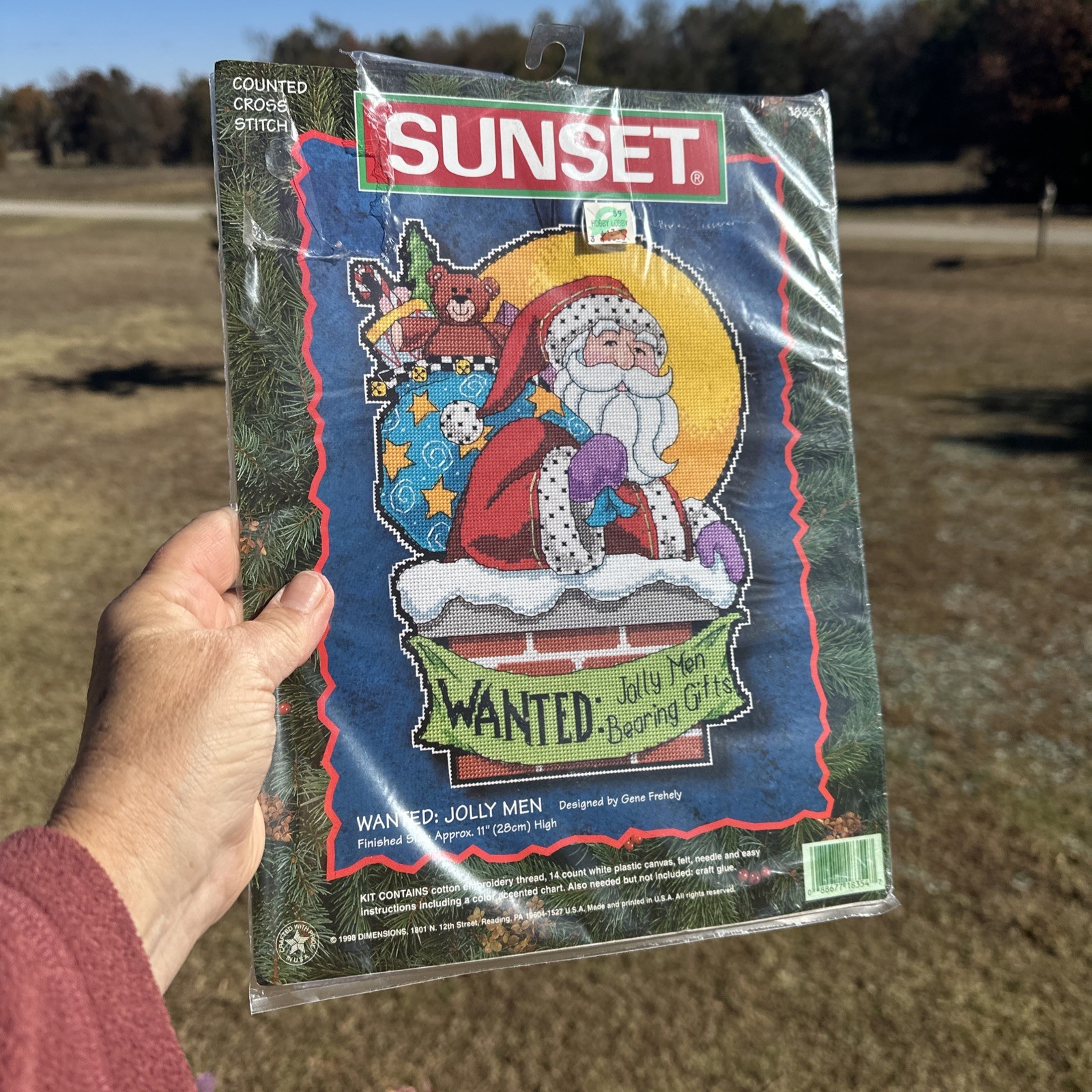 Vtg. Sunset Wanted: Jolly Man Sealed Cross Stitch Kit