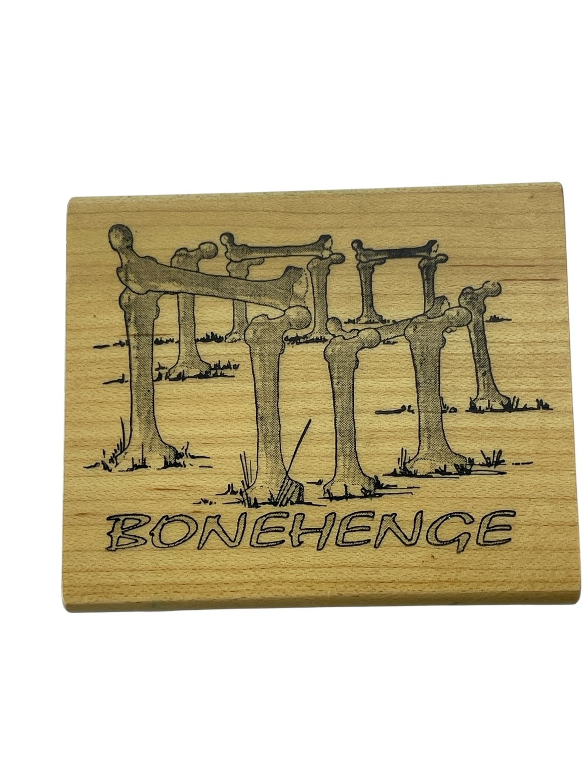 Yes! Pigs Can Fly “Bonehenge” Wood Mounted Rubber Stamp Vintage 1991 Rare