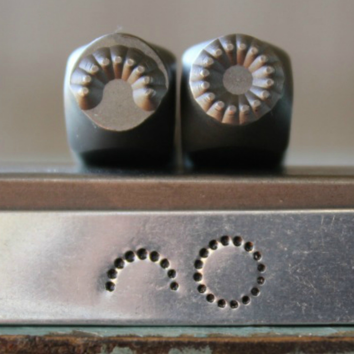 SUPPLY GUY 6mm Circle & Half Circle of Dots Metal Punch 2 Stamp Set SGCH-285286