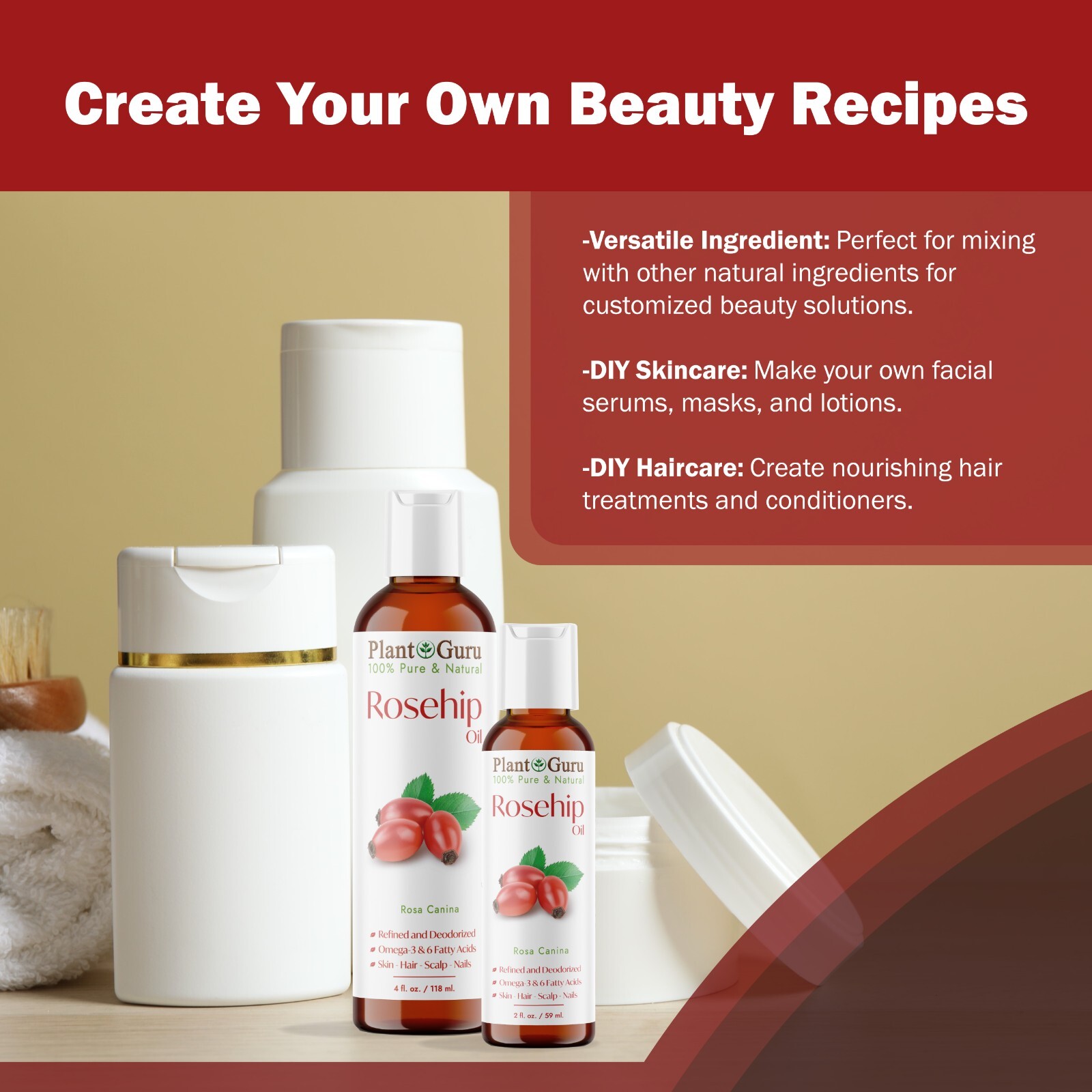 Rosehip Seed Oil 4 oz. Cold Pressed REFINED 100% Pure Natural For Skin Face Hair