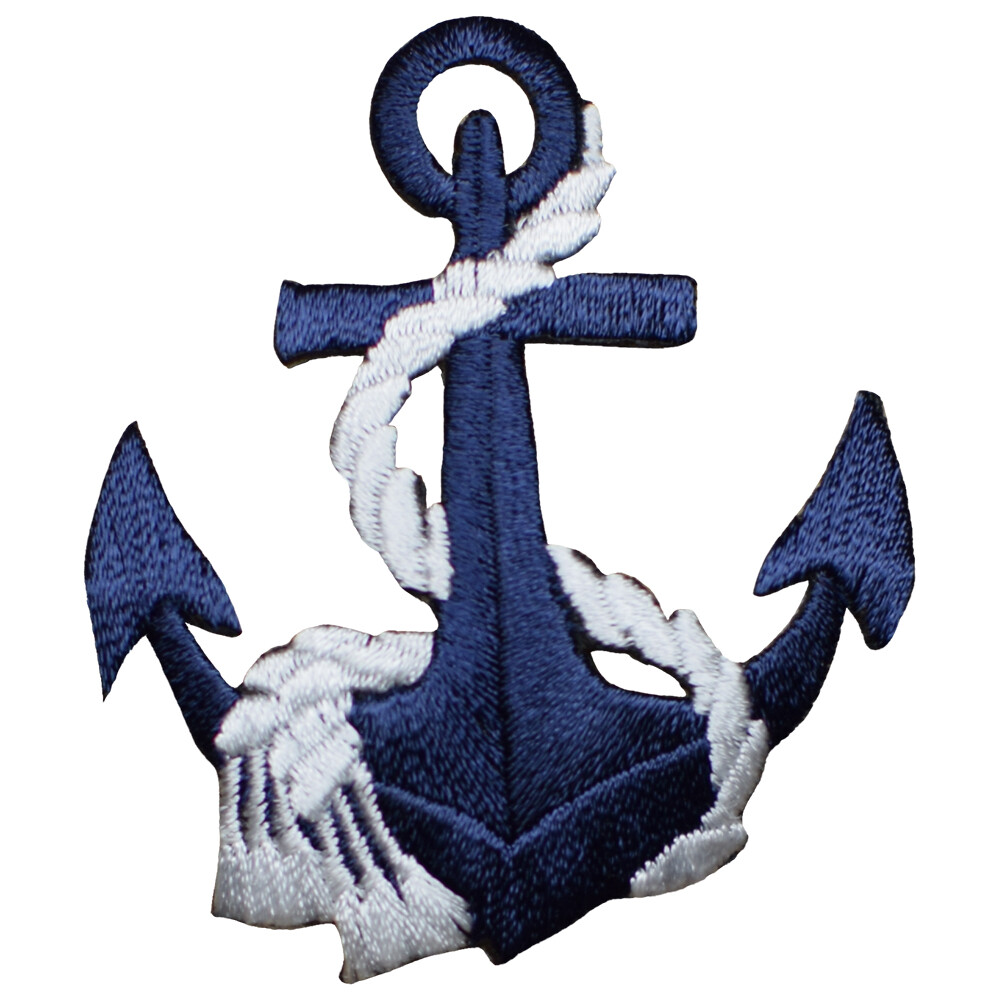 Anchor & Rope Applique Patch – White/Navy Blue Nautical Badge 2.5″ (Iron on)