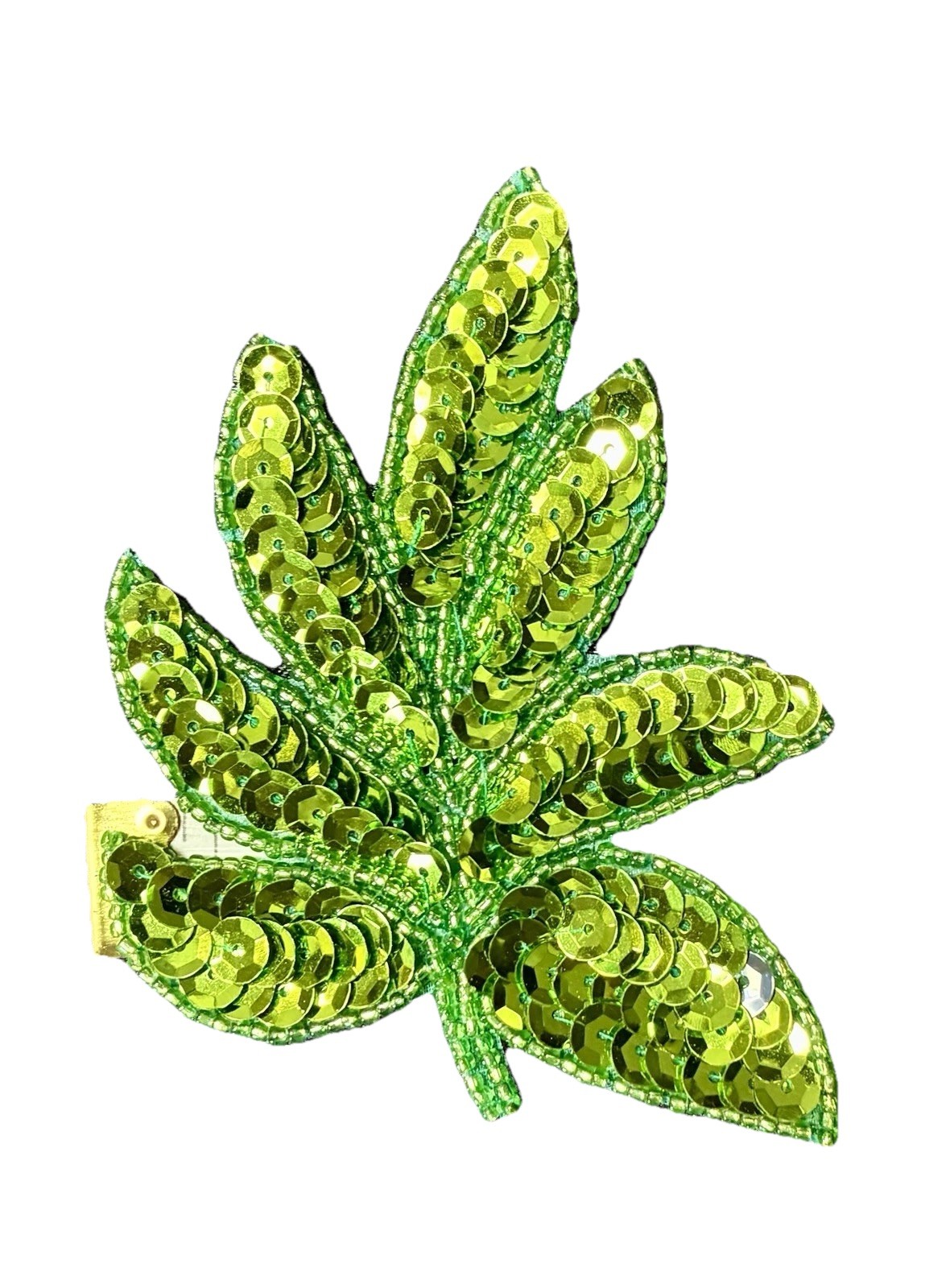 NOS Vintage Lot (G15) 40 Green Sequin Leaf Appliqués 4″x3″ (20 Mirrored Pairs)