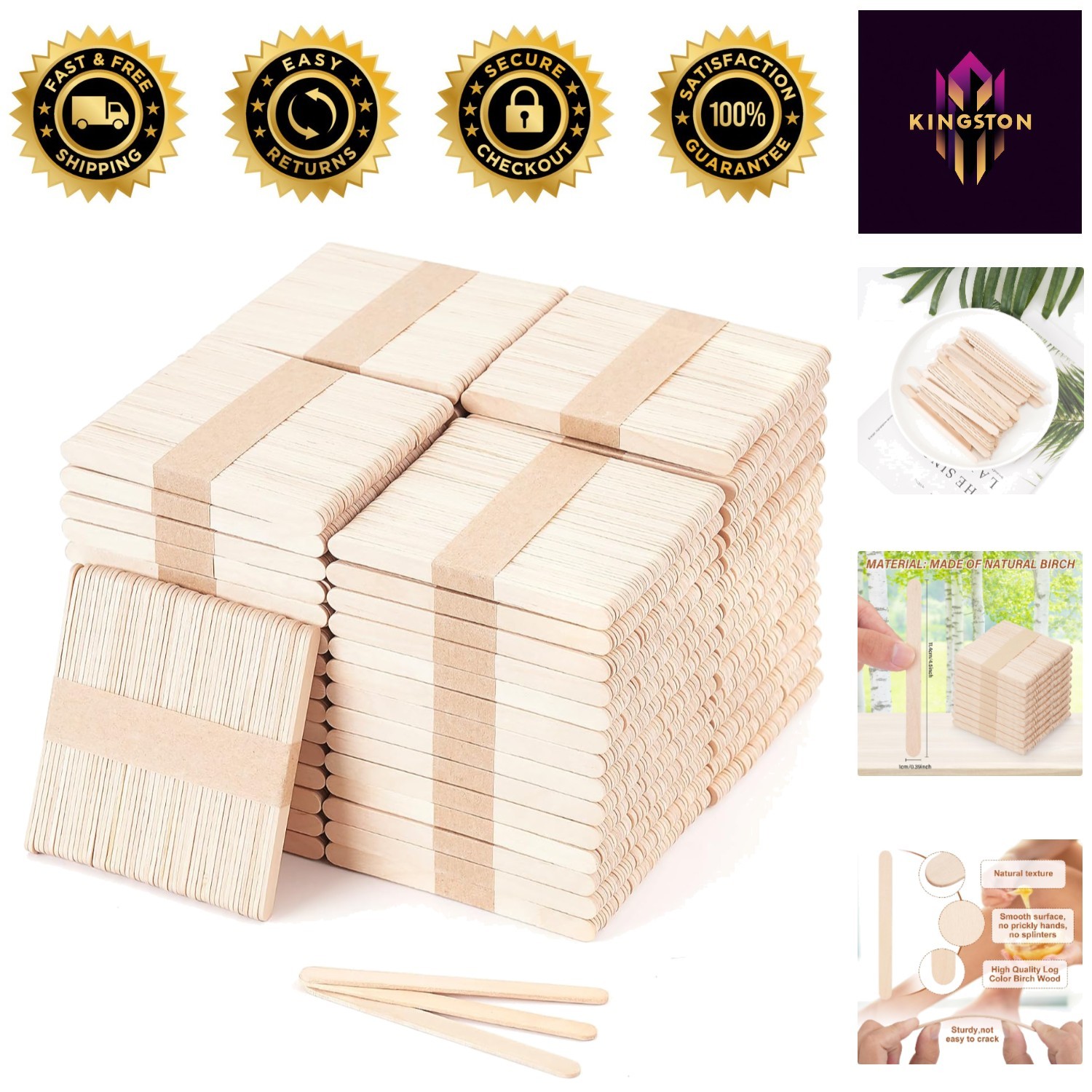 4.5-Inch Wooden Craft Sticks – 3000 Count for Safe Waxing and Creative Projects