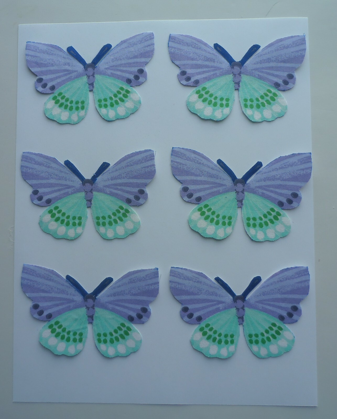 Cotton Fabric Butterflies-Pic E – 6 Hand Cut Appliques-EZSteam Iron On Then Sew