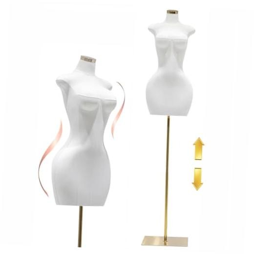 Plus-Size Curvy Female Mannequin Torso,Adjustable Body Dress Form with White
