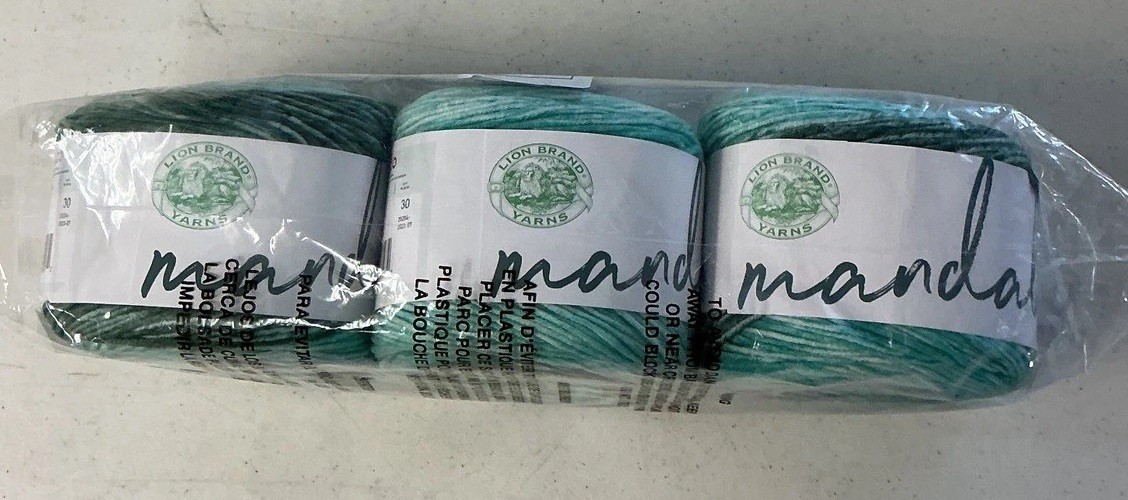 Lion Brand Mandala Ombre Yarn Zen Green Teal 3 Pack Lot 5.3oz Each New