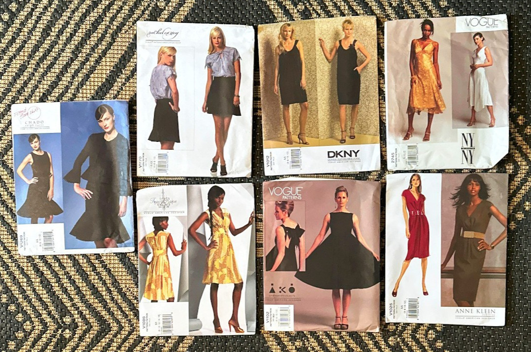 Lot of 7 VOGUE Women’s Dresses Sewing Patterns – Contemporary, Casual & Funky