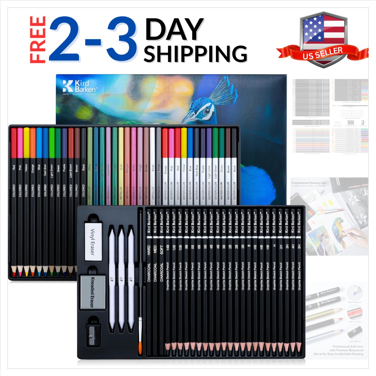 70 PCS Art Supply Drawing Set, Pro Art Supplies with Tutorial,Colored, Graphi…