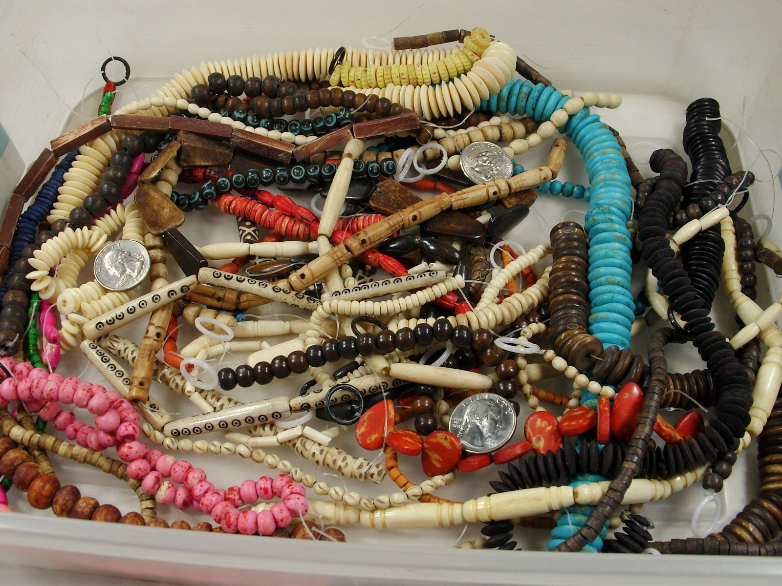 2 Pounds Odds and Ends India Handmade Water Buffalo Bone Beads Lot (AXP-7) ⭐