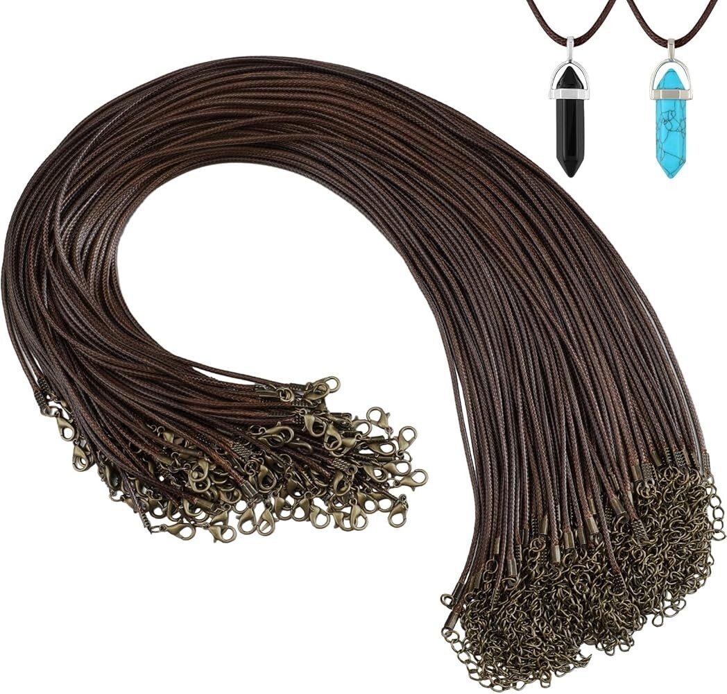 100 Necklace Cords Braided Waxed 20″ 1.5mm Jewelry Making Supplies Bulk Brown