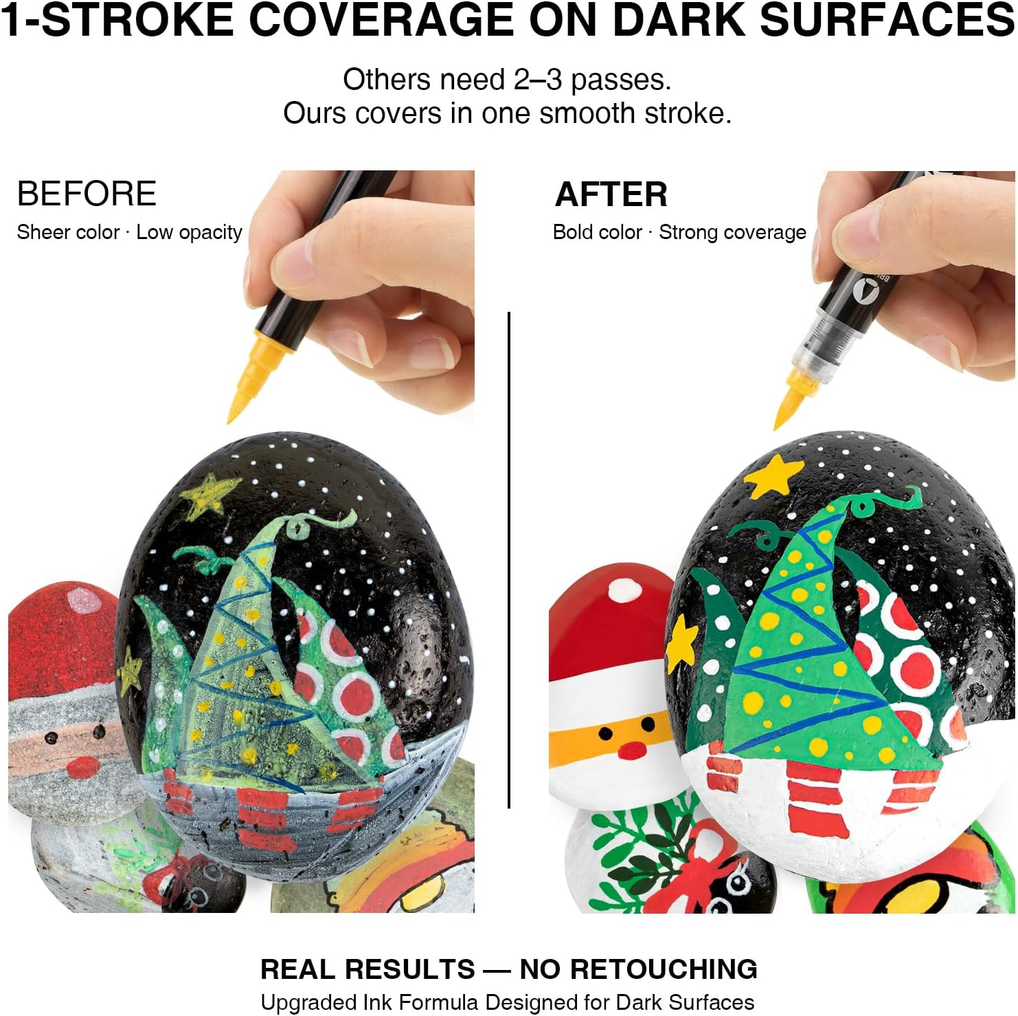 Acrylic Paint Markers, Automatic Ink Control Markers for Rock Painting, High Cov