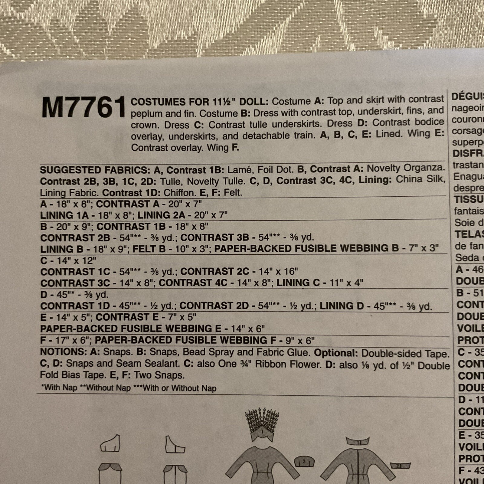 M7761 McCall’s 11.5″ Doll Mermaid & Fairy Costumes SEWING PATTERN 2 Styles Each