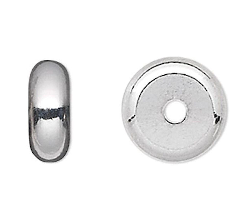 100 Silver Plated Brass 4x2mm Smooth Heishi Spacer Beads with 0.7mm Hole