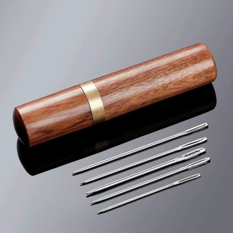 25PCS Large Eye Sewing Needles Set Easy Thread Embroidery With Wood Needle Case