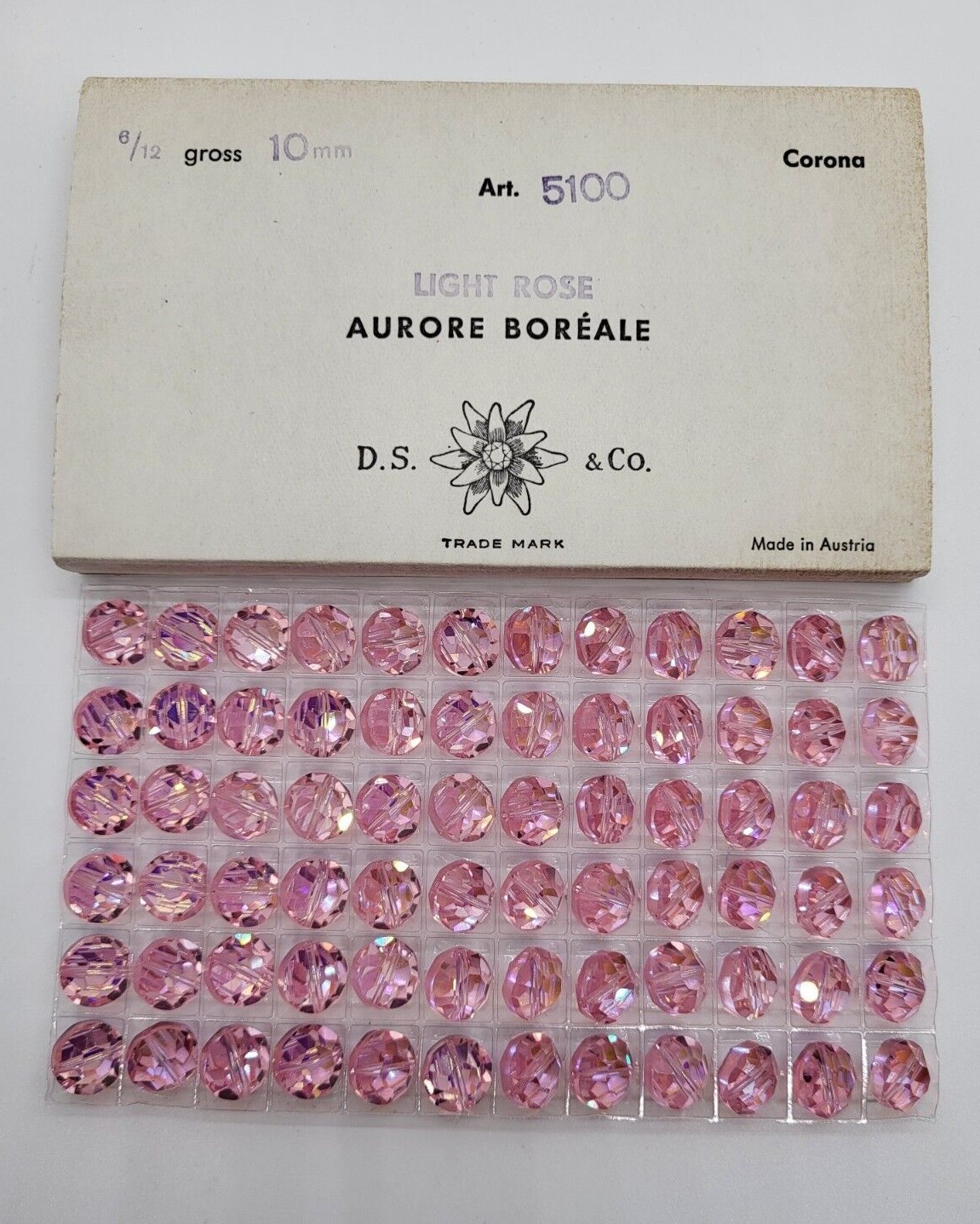Factory Pack Swarovski Crystal Light Rose AB 10mm Lentil 5100 Beads; Vintage!