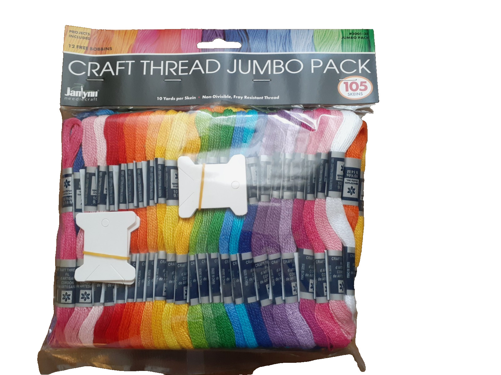Janlynn Craft Thread Jumbo Pack 105 Skeins 10 Yards Per Skein Assorted New