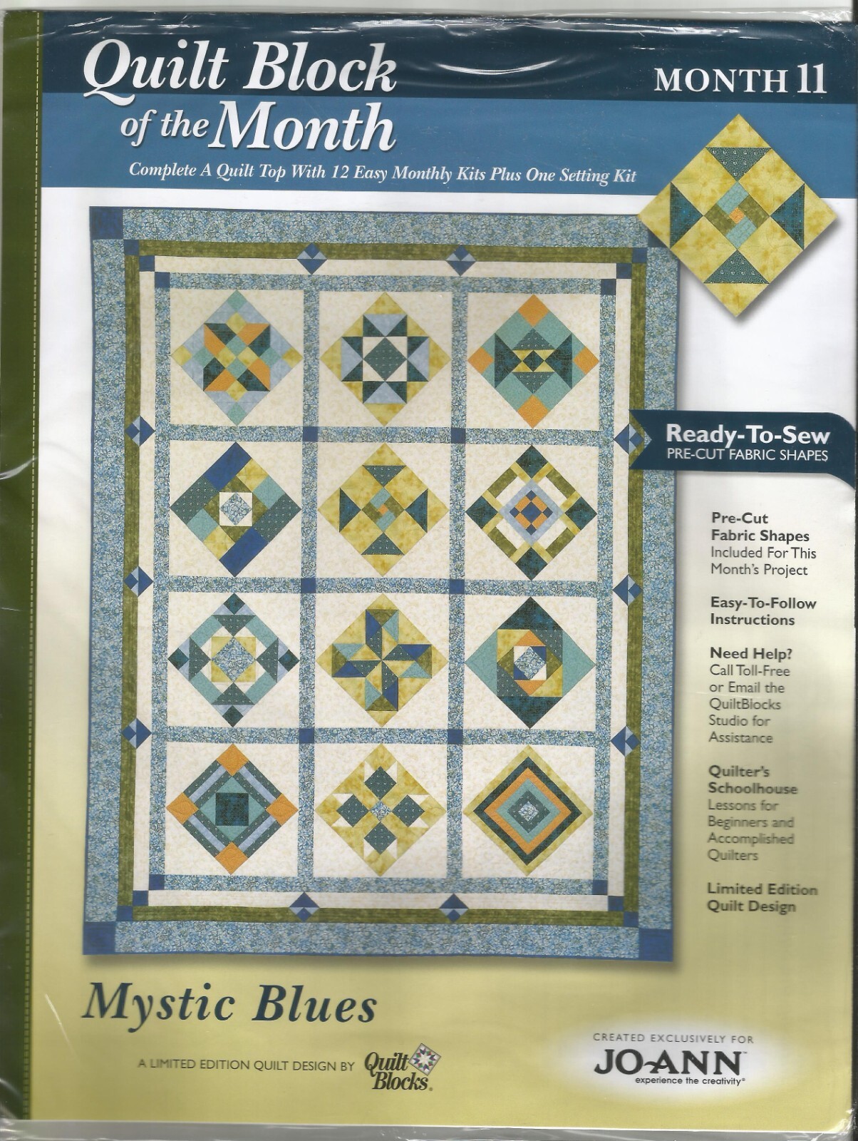 Choice MYSTIC BLUES Quilt Block of the Month JoAnn 1 2 4 5 6 7 8 9 10 11 12